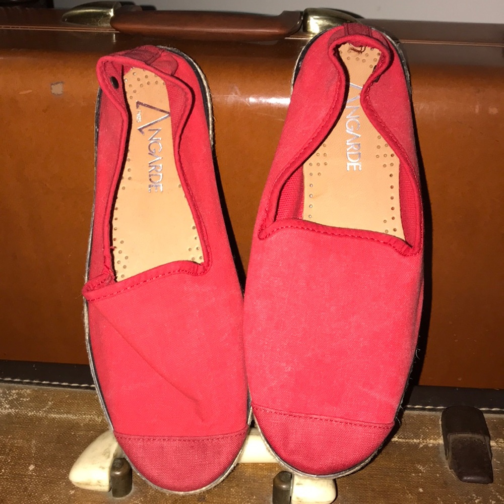 NWOT Red Canvas Slip On’s